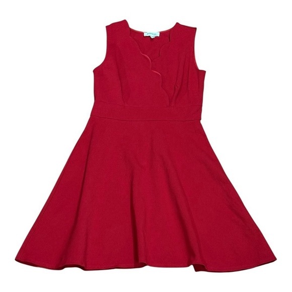 Dresses & Skirts - Monteau Dress Womens Medium Red Fit And Flare Sleeveless Scallop Neckline Party